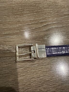 Purple Leather Belt with Silver Buckle
